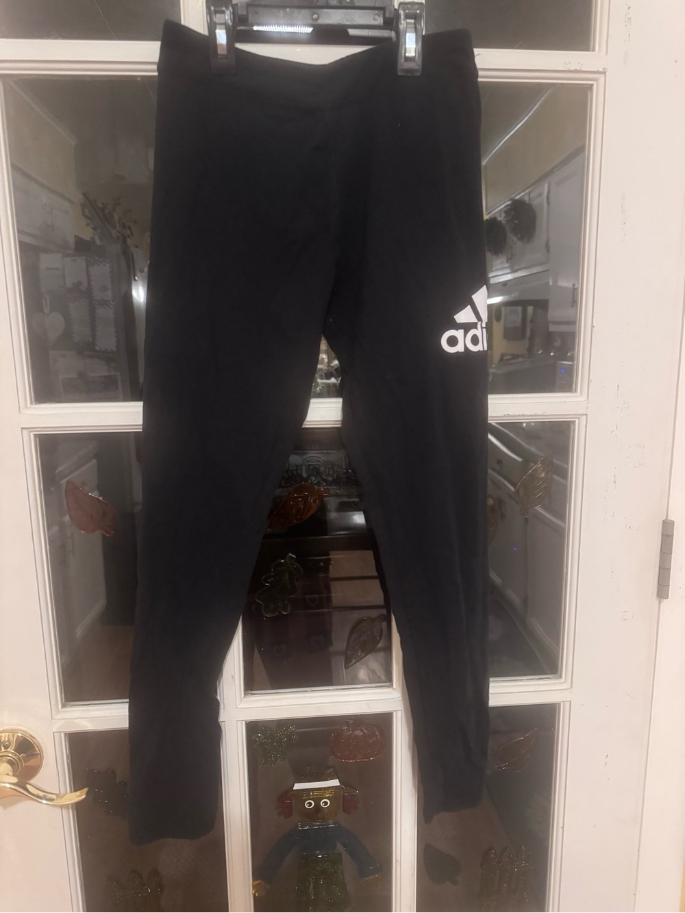 adidas Black Leggings with White Logo on Thigh